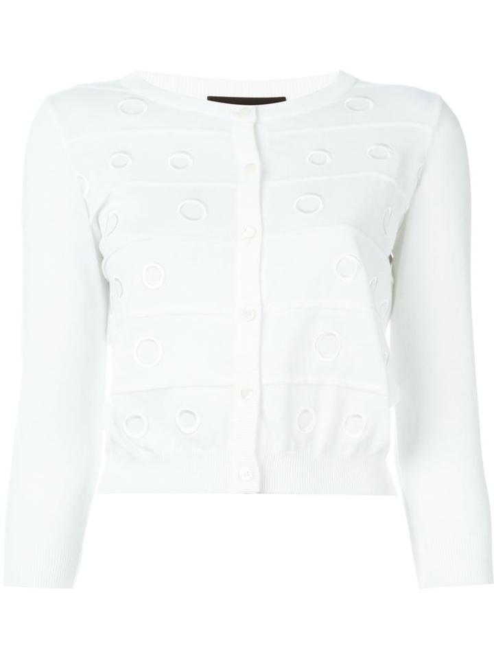 Boutique Moschino Embroidered Cardigan, Women's, Size: 48, White, Cotton