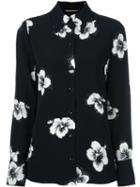 Saint Laurent Hibiscus Print Shirt, Women's, Size: 38, Black, Viscose