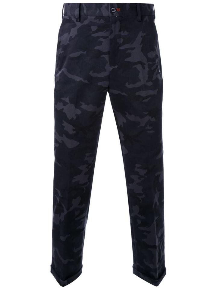 Loveless Camouflage Cropped Trousers, Men's, Size: 0, Black, Cotton/polyurethane