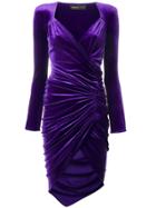 Alexandre Vauthier Ruched Velvet Dress - Purple
