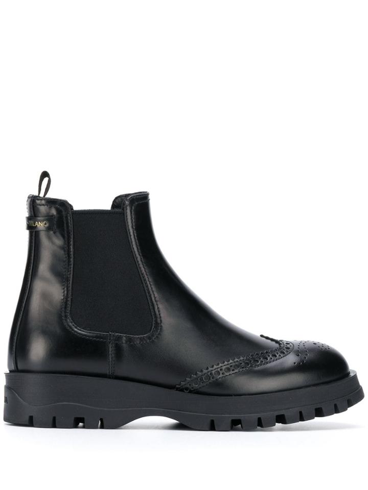 Prada Brogue Detail Boots - Black