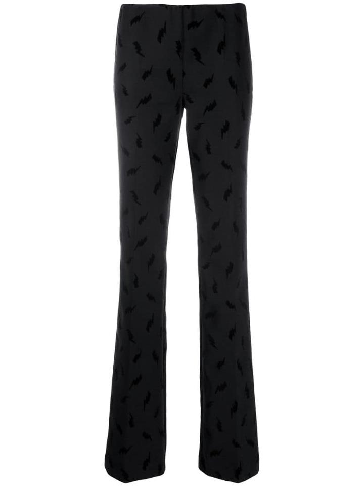 P.a.r.o.s.h. Thunderbolt Print Flared Trousers - Black