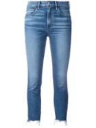 3x1 Frayed Trim Cropped Jeans, Women's, Size: 29, Blue, Cotton/polyester/spandex/elastane