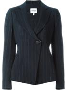 Armani Collezioni Pinstriped Blazer, Women's, Size: 40, Blue, Polyester/spandex/elastane/viscose/virgin Wool