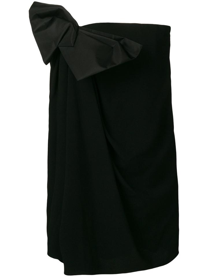 Saint Laurent Bow Strapless Fitted Dress - Black