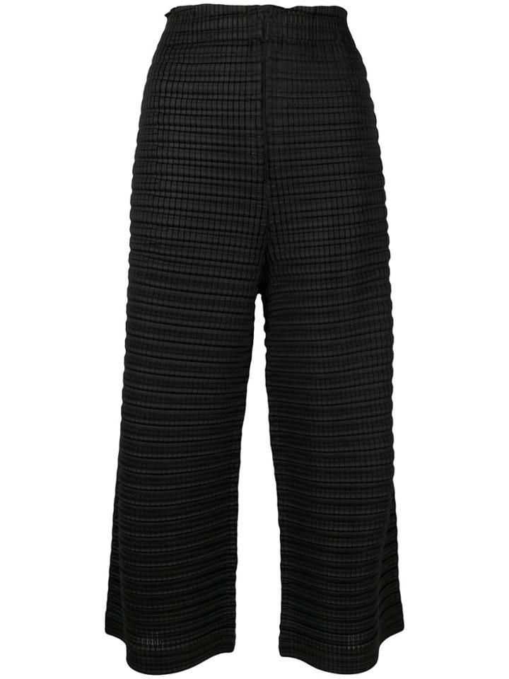 Pleats Please By Issey Miyake Textured Cropped Trousers - Black
