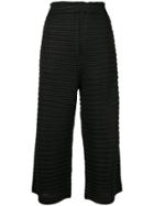 Pleats Please By Issey Miyake Textured Cropped Trousers - Black