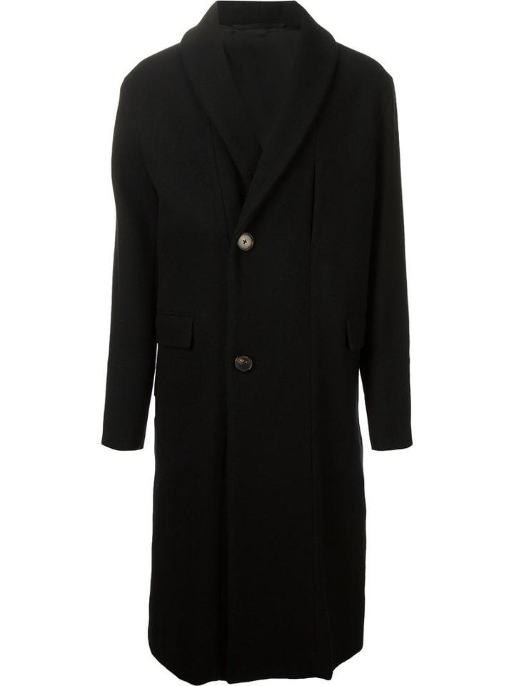 Lemaire 'kaftan' Overcoat, Men's, Size: 50, Black, Cotton/cupro/wool