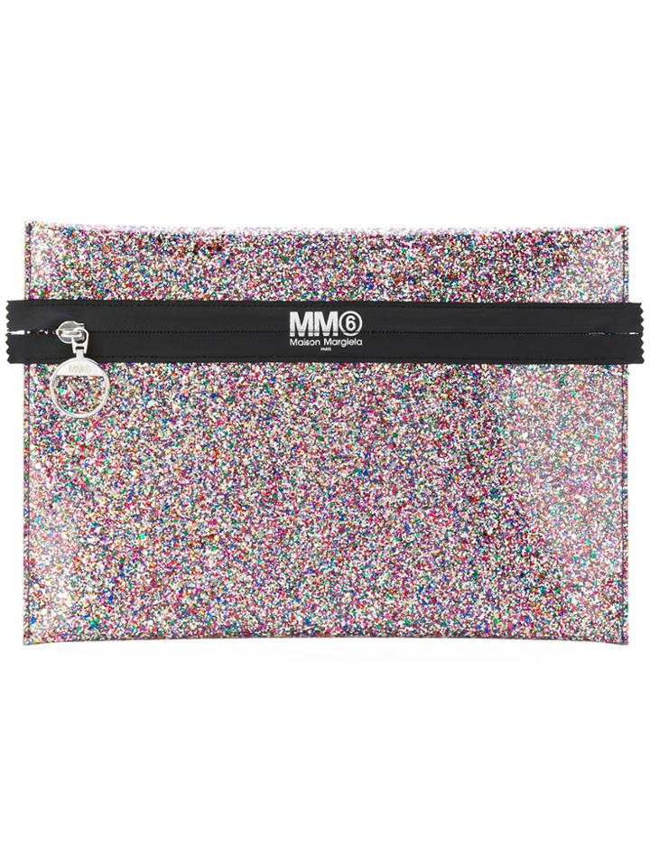 Mm6 Maison Margiela Logo Print Glittery Pouch - Multicolour