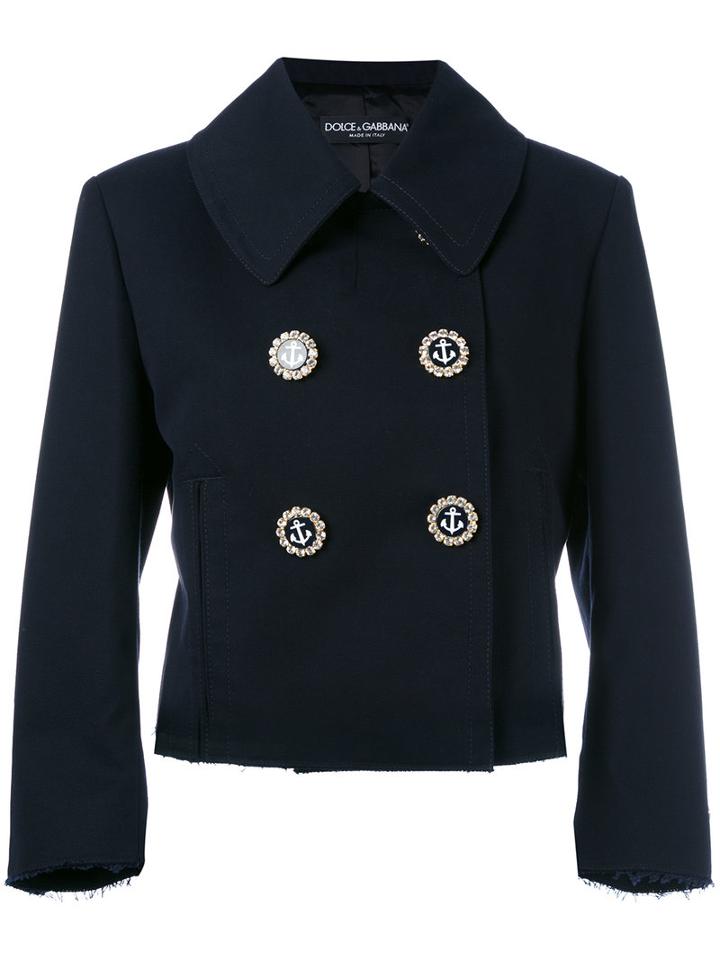 Dolce & Gabbana - Double-breasted Cropped Jacket - Women - Cotton/viscose - 44, Black, Cotton/viscose