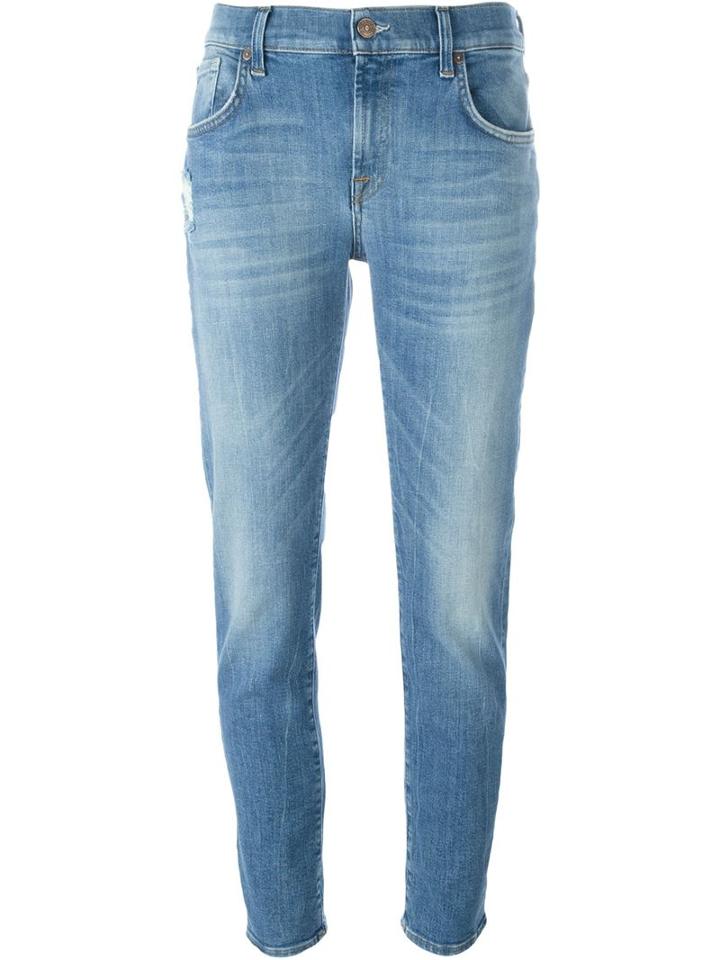 7 For All Mankind Medium Wash Jeans, Women's, Size: 25, Blue, Cotton/polyester/spandex/elastane