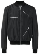 Les Hommes Urban Zip Detail Bomber Jacket, Men's, Size: 50, Black, Cotton/polyester/spandex/elastane