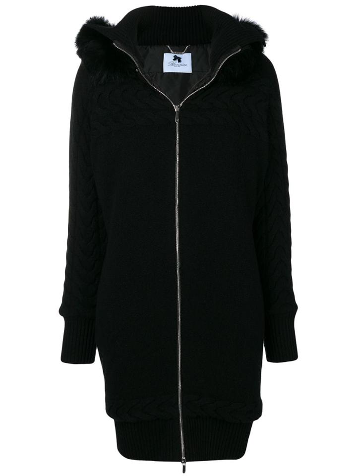 Blumarine Zip-up Single Breasted Coat - Black