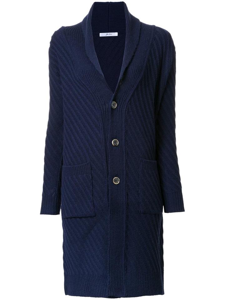 Julien David Ribbed Cardi-coat - Blue