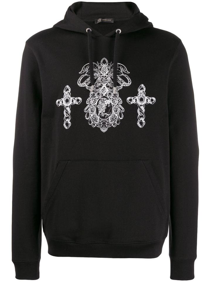 Versace Graphic Print Hoodie - Black