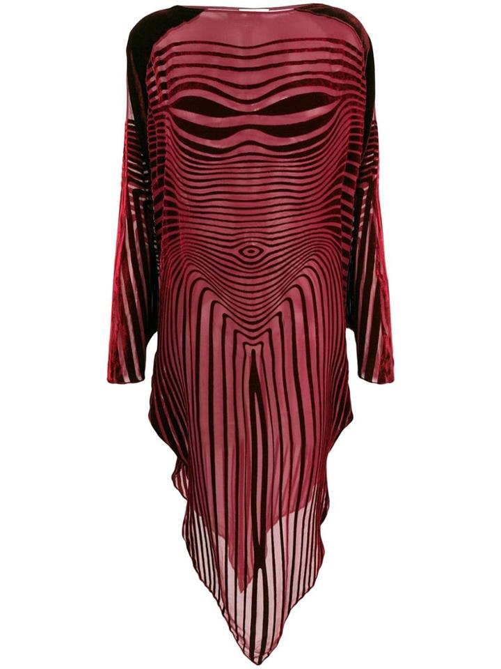 Jean Paul Gaultier Vintage Wavy Striped Velvet Dress - Red
