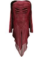 Jean Paul Gaultier Vintage Wavy Striped Velvet Dress - Red