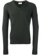 Moncler V-neck Sweater, Men's, Size: Medium, Green, Virgin Wool