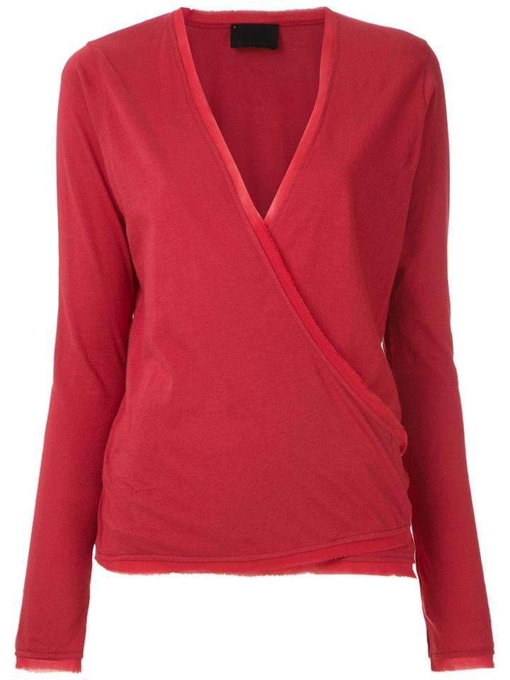Andrea Bogosian Long Sleeved Wrap Blouse - Red