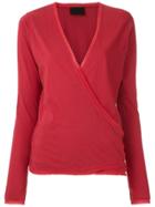 Andrea Bogosian Long Sleeved Wrap Blouse - Red