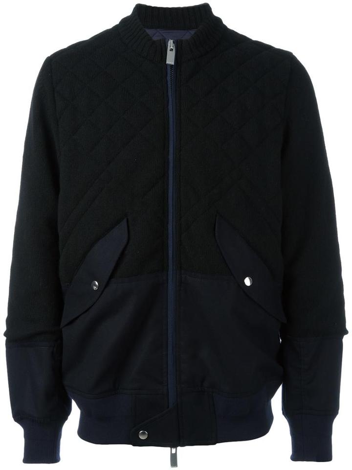 Sacai Quilted Bomber, Men's, Size: 3, Black, Cotton/polyester/wool