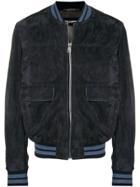 Dolce & Gabbana Suede Ribbed Trim Jacket - Blue