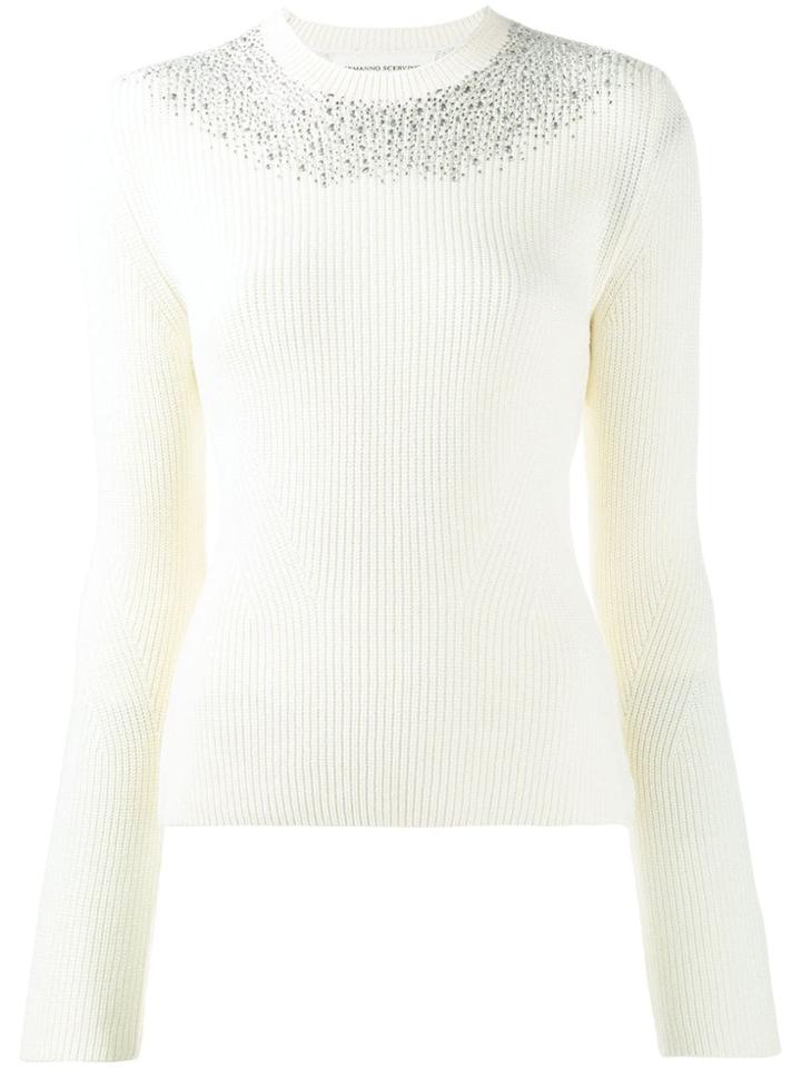 Ermanno Scervino Embellished Knitted Sweater - White