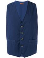 Barena Houndstooth Check Waistcoat, Men's, Size: 48, Blue, Cotton/spandex/elastane