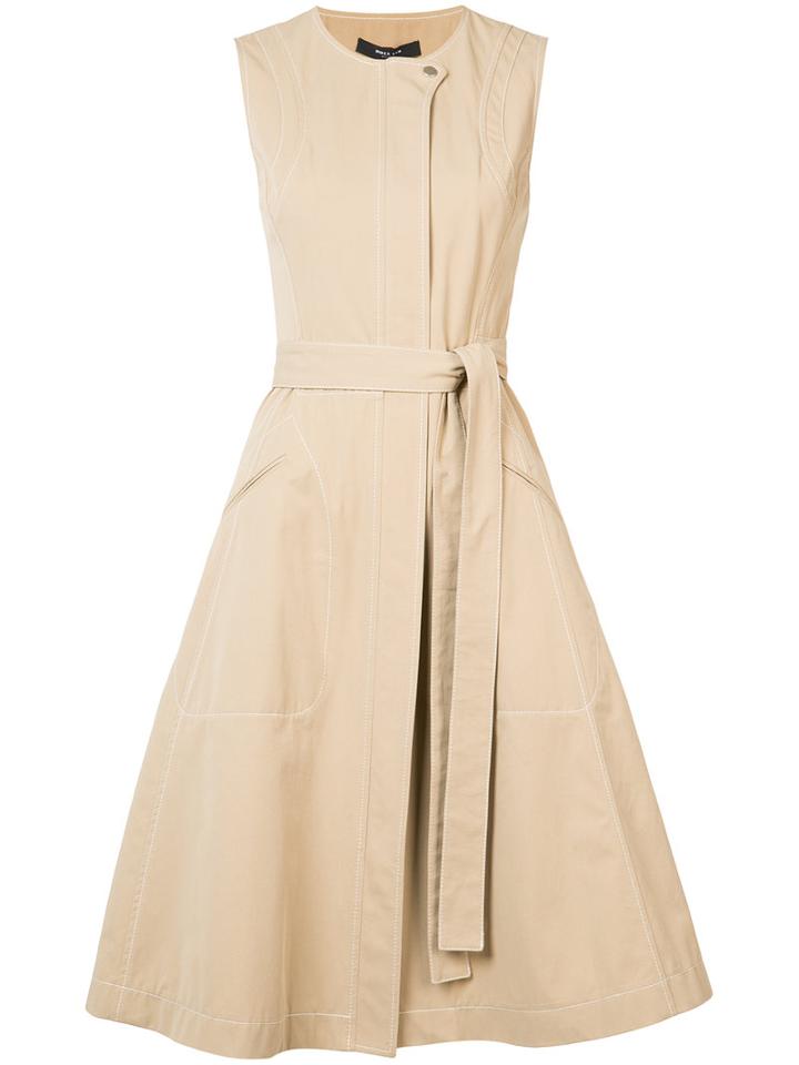 Derek Lam - Concealed Fastening Belted Dress - Women - Cotton - 36, Brown, Cotton