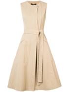 Derek Lam - Concealed Fastening Belted Dress - Women - Cotton - 36, Brown, Cotton
