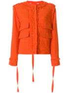 Msgm Grosgrain Trim Tweed Jacket - Yellow & Orange