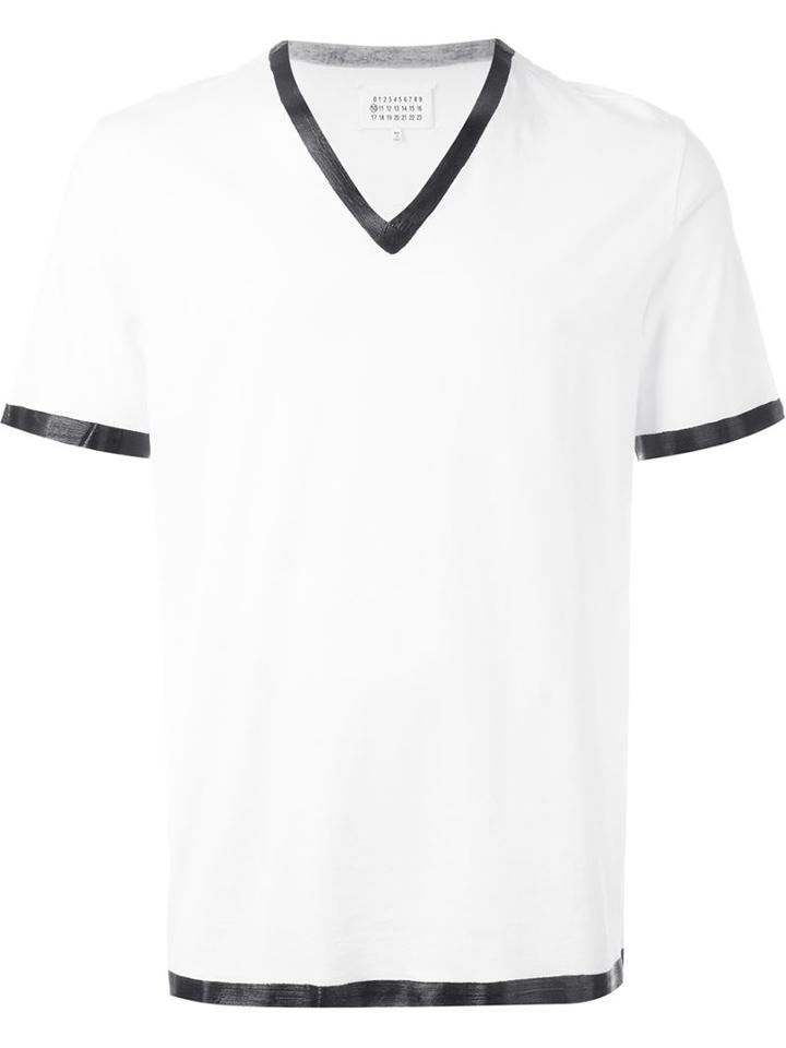 Maison Margiela Paint Trimmed T-shirt, Men's, Size: 48, White, Cotton