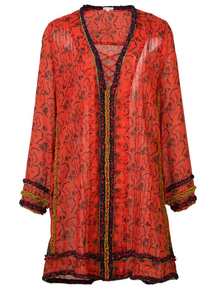 Poupette St Barth Criss-cross Neck Dress, Women's, Size: Small, Red, Cotton