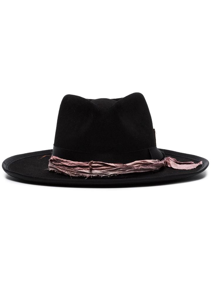 Nick Fouquet Slogan Embellished Fedora Hat - Black