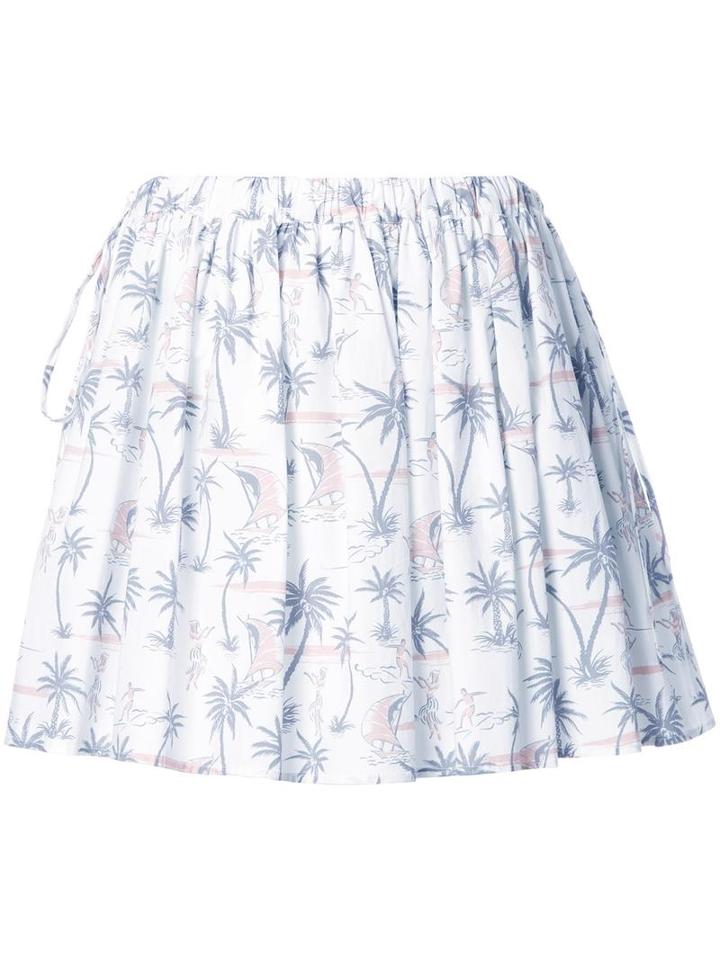 Bassike Hawaiian Gathered Skirt, Women's, Size: 8, White, Cotton/spandex/elastane