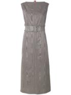 Thom Browne Belted Moire Tracee Sheath Dress - Grey