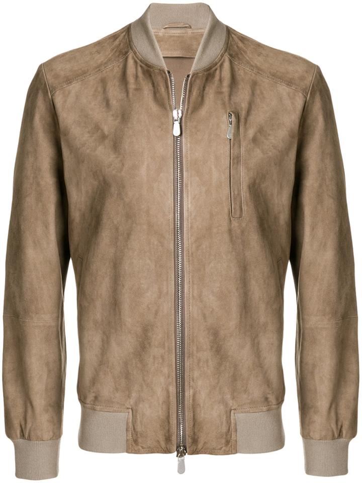 Eleventy Zipped Bomber Jacket - Brown