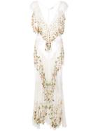 Attico Floral Embroidered Tiered Dress - White