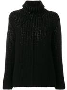 Ermanno Scervino Embroidered Roll-neck Sweater - Black