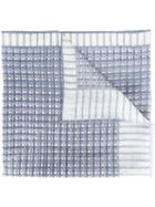 Canali Grid Pattern Scarf, Men's, Blue, Cotton/linen/flax