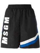 Msgm Logo Print Shorts, Women's, Size: 40, Black, Polyamide/polyester