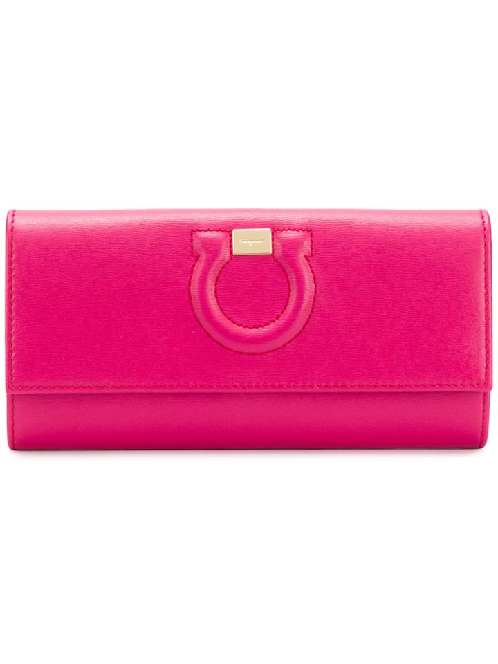 Salvatore Ferragamo Stitched Gancio Wallet - Pink & Purple