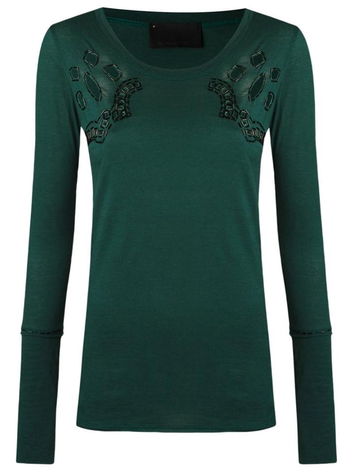 Andrea Bogosian Round Neck Blouse, Women's, Size: Medium, Green, Cotton