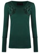 Andrea Bogosian Round Neck Blouse, Women's, Size: Medium, Green, Cotton