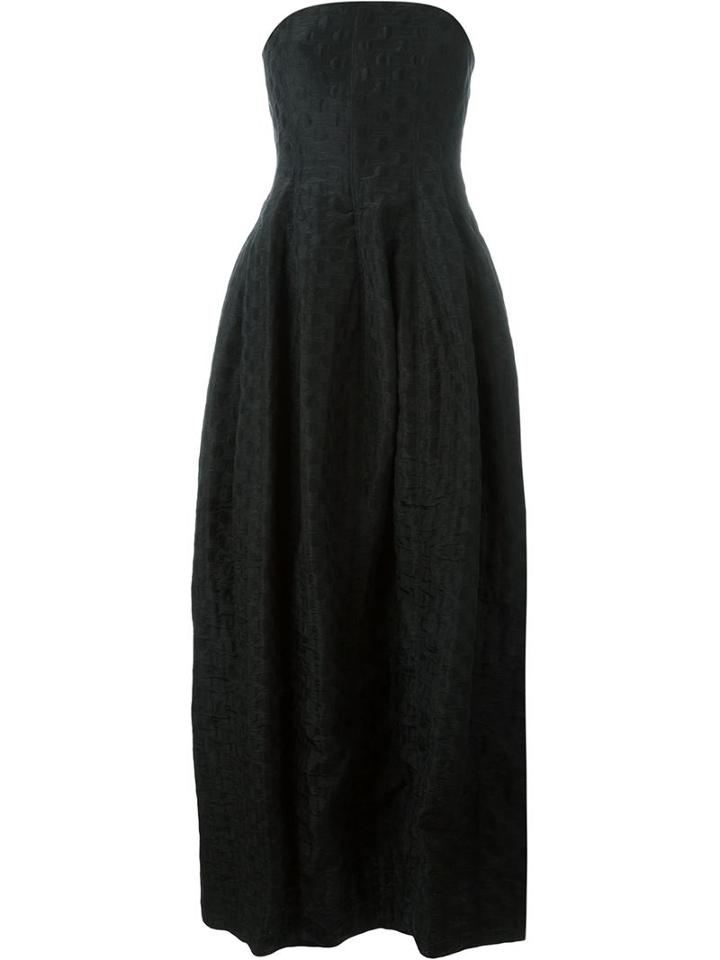 Armani Collezioni Strapless Gown, Women's, Size: 40, Black, Linen/flax/polyamide/silk/polyester