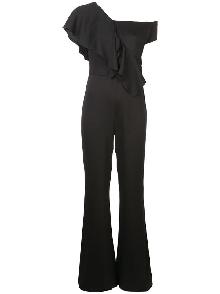 Nicole Miller Asymmetric Ruffle Jumpsuit - Black