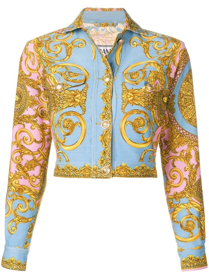 Versace Vintage 1990's Cropped Jacket - Blue