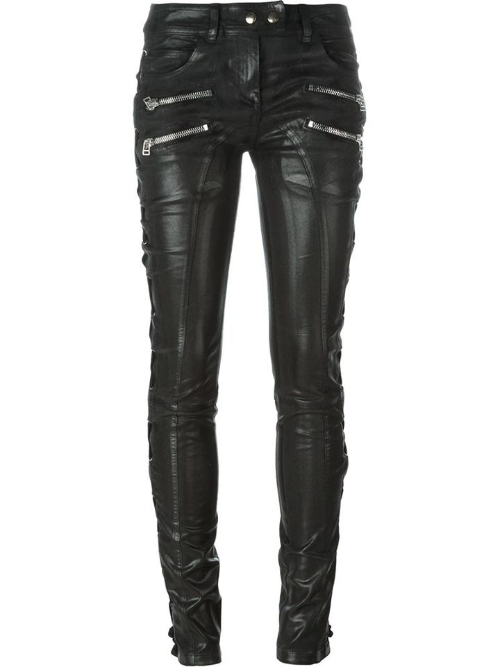 Faith Connexion Lace-up Biker Trousers, Women's, Size: 27, Black, Cotton/spandex/elastane