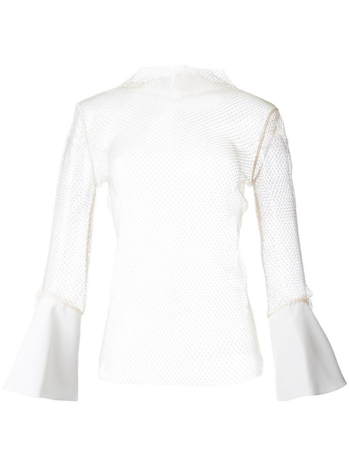 Christopher Esber - 'tilted Cuffed Sheer' Top - Women - Silk/cotton - 12, Women's, White, Silk/cotton