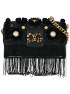 Dolce & Gabbana Dg Millennials Appliqué Fringed Shoulder Bag - Black